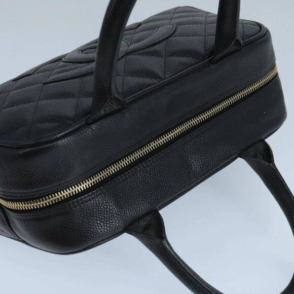 CHANEL Matelasse Hand Bag Grained Calf Skin Black CC Auth PP100A - Picture 6 of 16